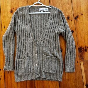 The Import Workshop Ribbed Taupe Cardigan Sweater Size M